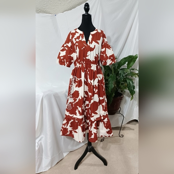 Banana Republic Factory Dresses & Skirts - NWT Red Floral Tiered Midi Dress Size Medium By Banana Republic Factory